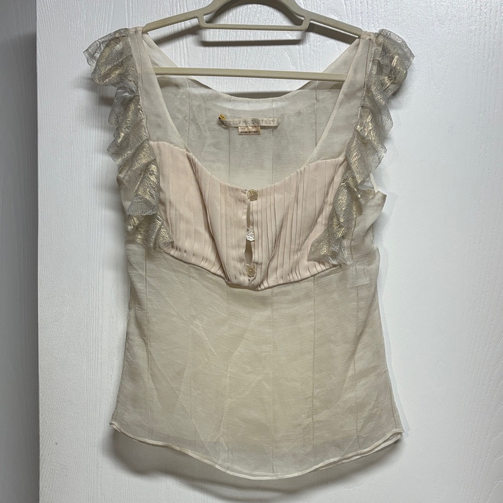 Stella McCartney Ruffled Sheer Silk Blend Blouse